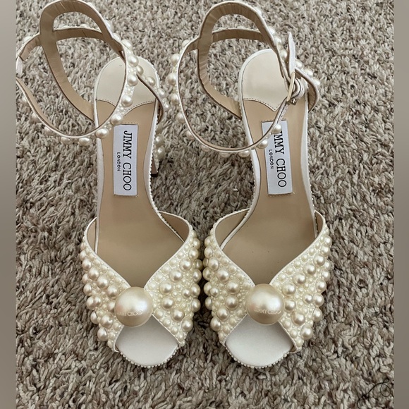Jimmy Choo Zacaria Pearl 100 Heels Size 37.5 - Picture 8 of 9